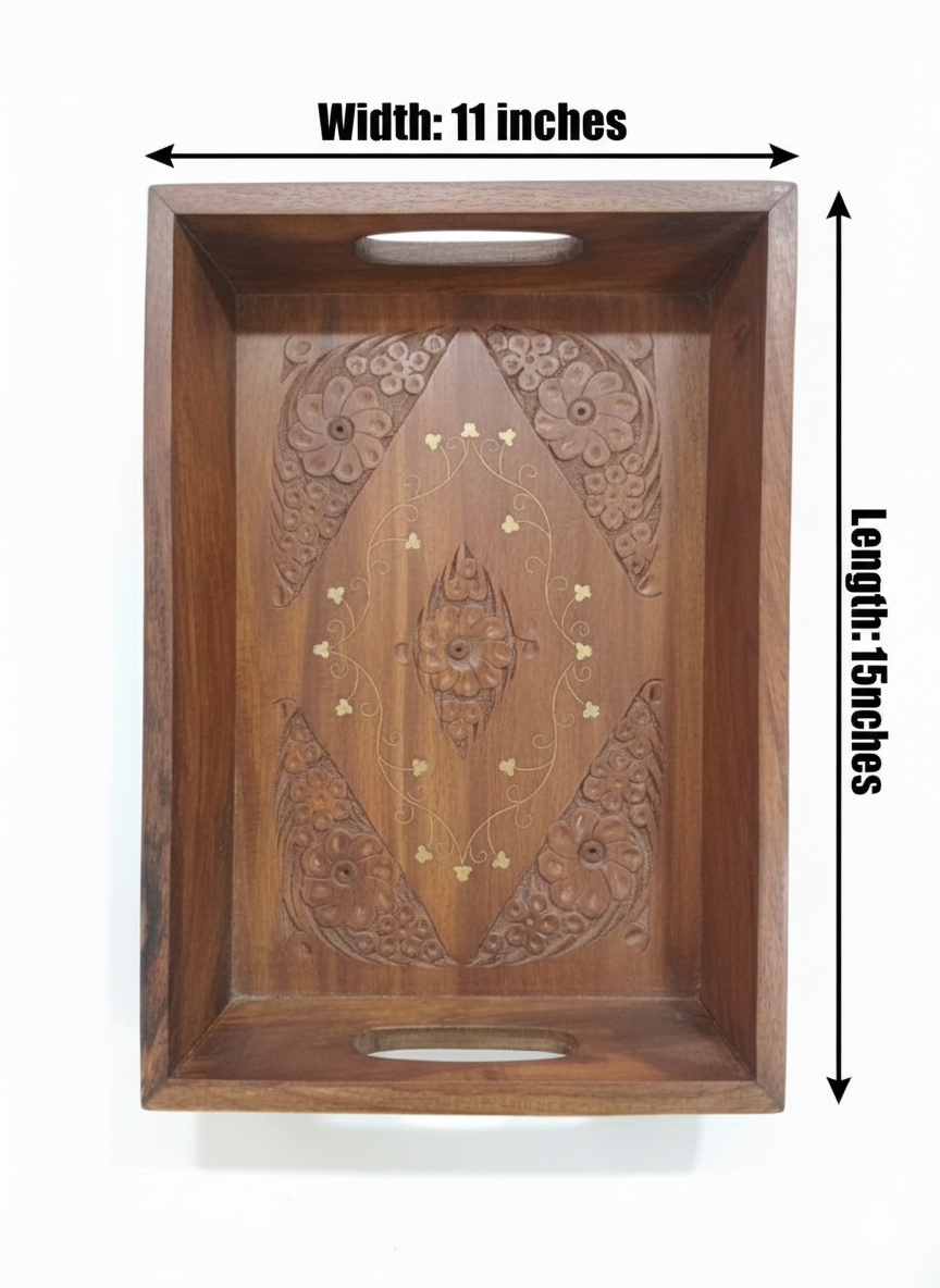 Wooden Serving Tray Set