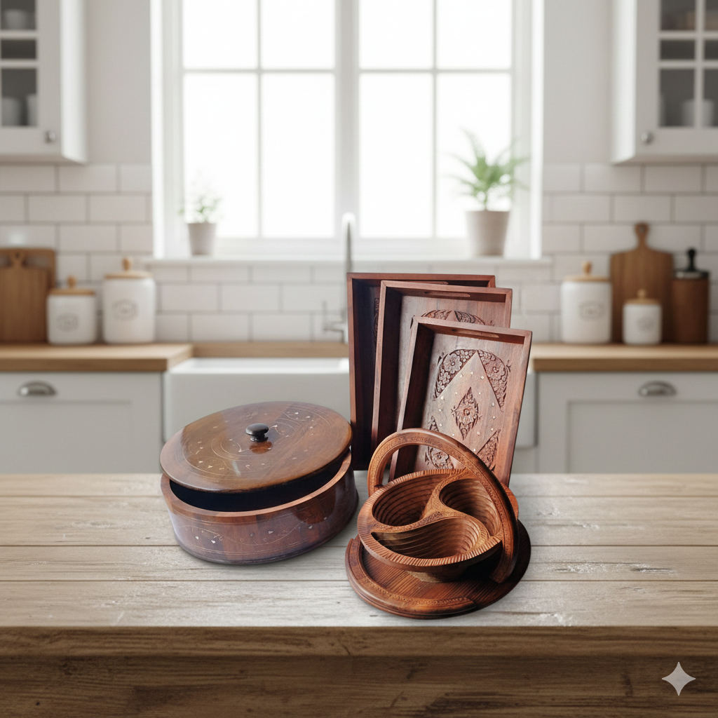 Complete Wooden Hostess & Serving Set