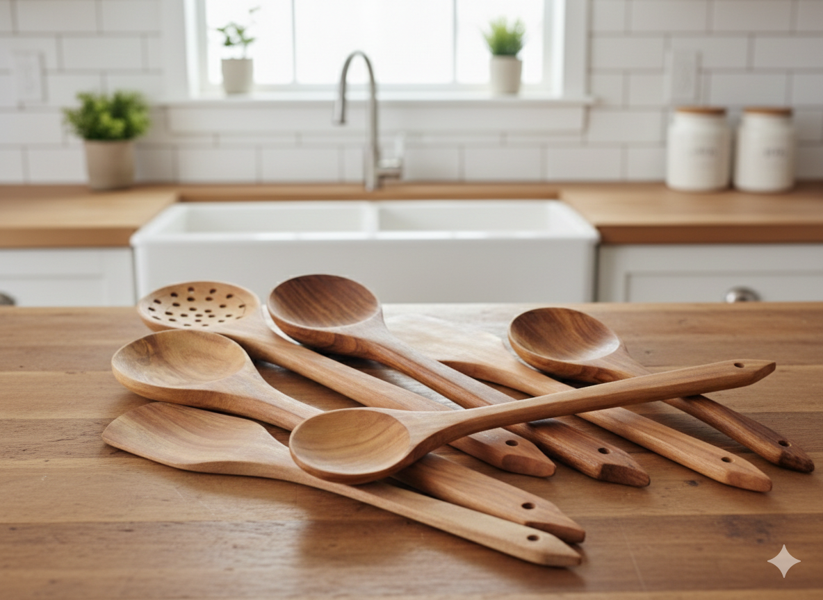 Premium Handcrafted Wooden Spatula and Utensil Set (7-Piece)