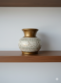 Decorative Islamic Calligraphy Vase - Premium Gold & Cream Ceramic Jar - Spiritual Home Decor & Gift Item