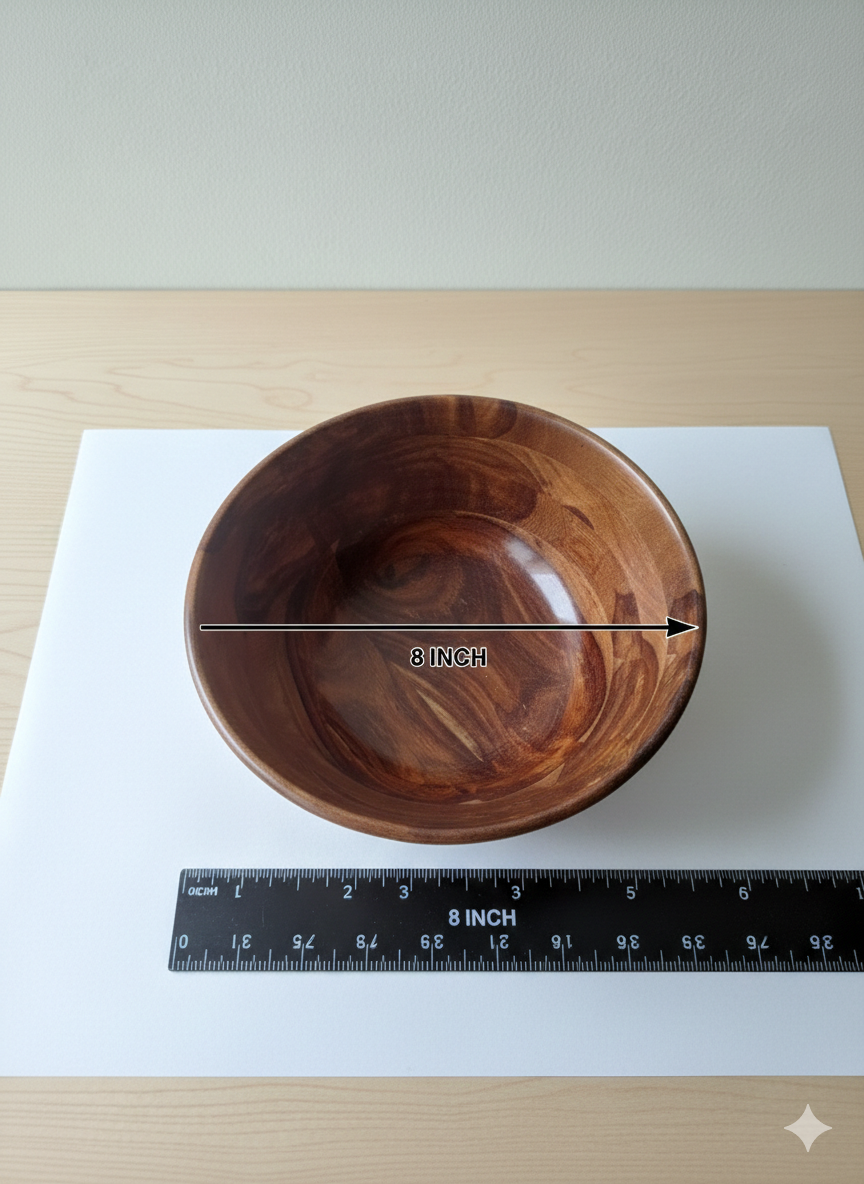 Multipurpose Wooden Salad & Raita Bowl - 8" Diameter - High-Quality Wood