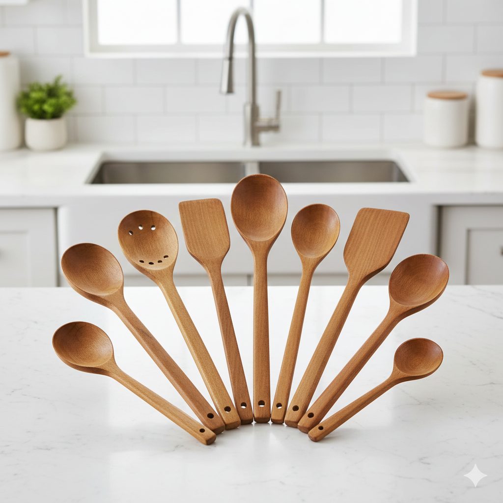 Premium Handcrafted Wooden Spatula and Utensil Set (7-Piece)