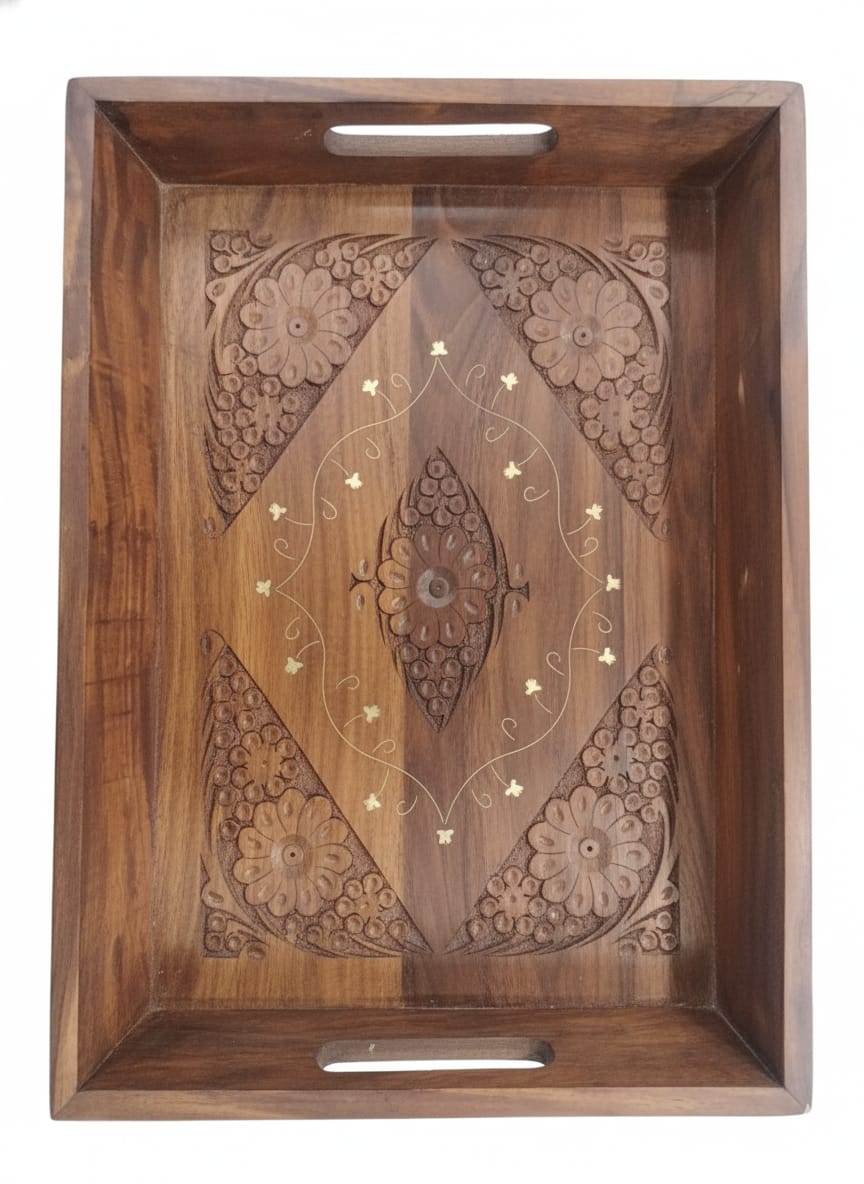 Wooden Serving Tray Set