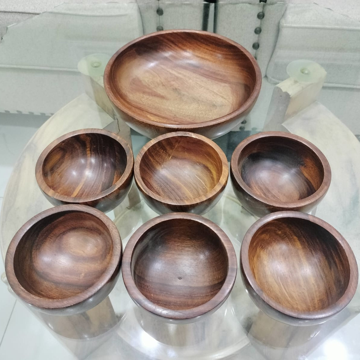 Handcrafted Wooden Bowl Set (7-Piece)