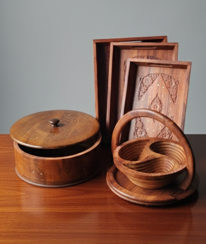 Complete Wooden Hostess & Serving Set