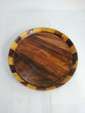 Handmade Striped-Edge Circular Serving Tray