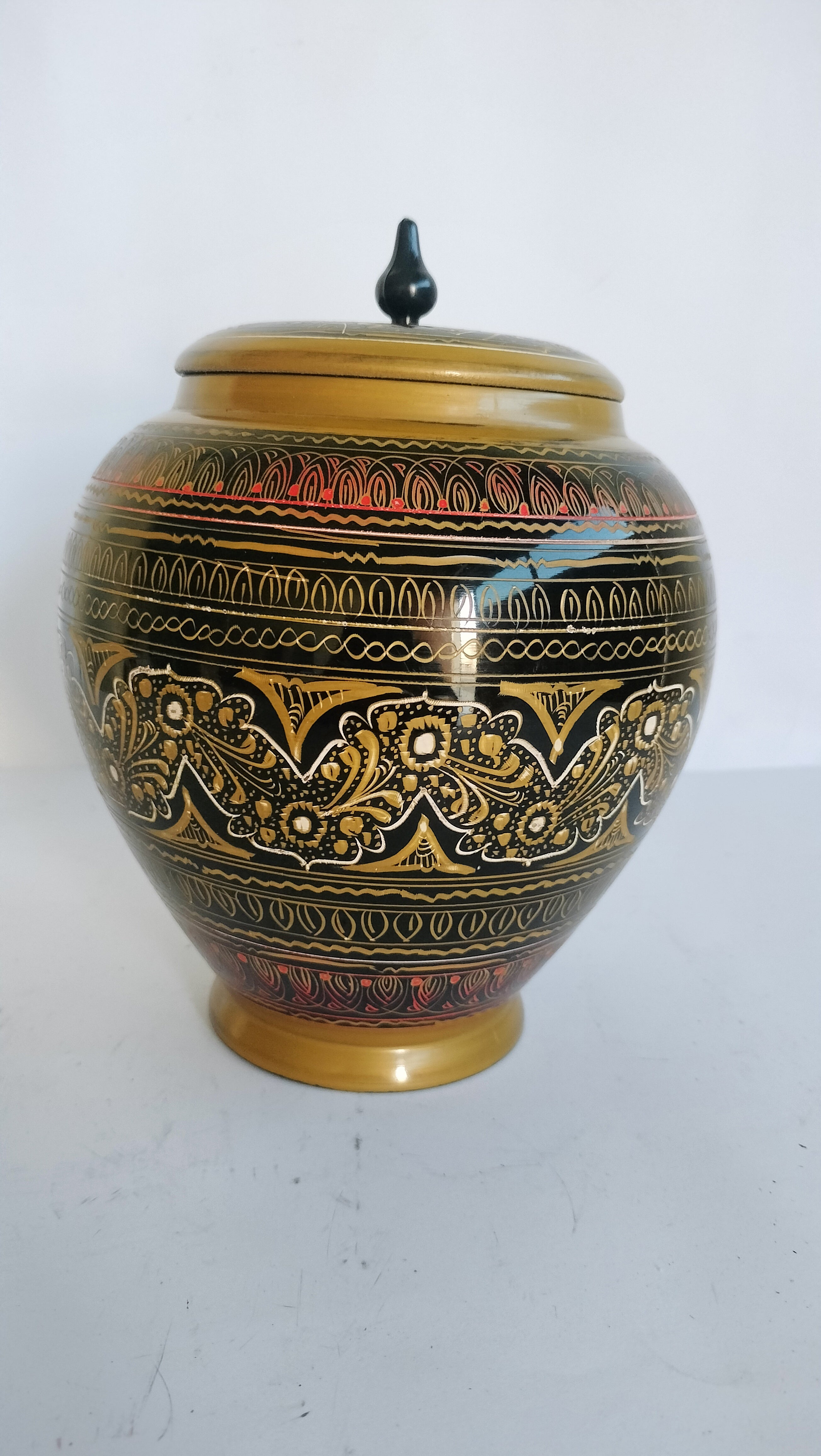 The "Midnight & Marigold" Hand-Lacquered Artisan Ginger Jar